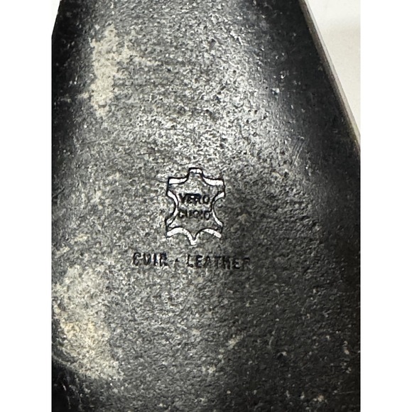 St John Shoes Womens Size 8 Black Leather Gold Accent Block‎ Heel Made In Italy - Picture 6 of 10